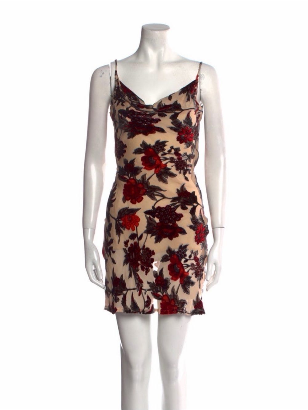 Rat & Boa Velvet Floral Red & Cream Slip Dress